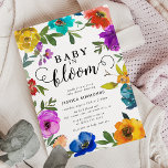 Baby in Bloom Bright & Bold Floral Baby Dusche Einladung<br><div class="desc">Baby in Bloom Bright und kühne florale Baby Dusche Einladung. Das Design besticht durch handbemalte Aquarellfarben-Blume mit grünem Blattwerk und eine klassische,  elegante Babydusche,  die sich leicht anpassen lässt. Lebhaft,  farbenfroh,  lustig und perfekt für Jungen- und Mädchenduschfeiern.</div>