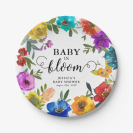 Baby in Bloom Bright & Bold Floral Baby Dusche Pappteller