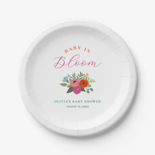 Baby in Bloom Bright Floral Baby Dusche Pappteller