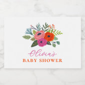 Baby in Bloom Bright Floral Baby Dusche Schaumweinetikett (Einzelnes Label)