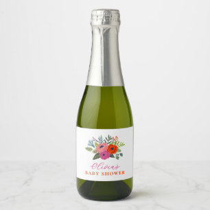 Baby in Bloom Bright Floral Baby Dusche Schaumweinetikett
