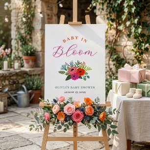Baby in Bloom Bright Floral Baby Dusche Willkommen Poster