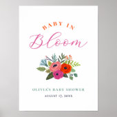 Baby in Bloom Bright Floral Baby Dusche Willkommen Poster (Vorne)