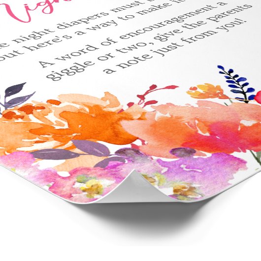 Baby in Bloom Bright Floral Spate Night Diapers Poster (Ecke)