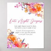 Baby in Bloom Bright Floral Spate Night Diapers Poster (Vorne)