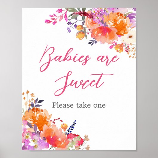 Baby in Bloom Bright Florals Babies sind süß Poster (Vorne)