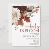 Baby in Bloom Brown Burgundy Bloral Baby Dusche Einladung (Vorderseite)