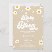 Baby in Bloom Brown Retro Daisy Blume Kinderdusche Einladung (Vorderseite)