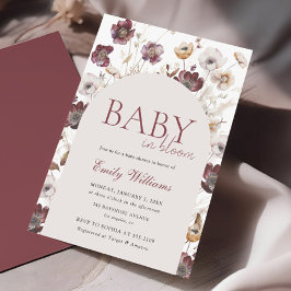 Baby in Bloom Burgundy Wildblume Babydusche Einladung