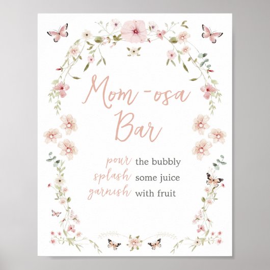 Baby in Bloom Butterfly Baby Dusche Mama Osa Bar Poster (Vorne)
