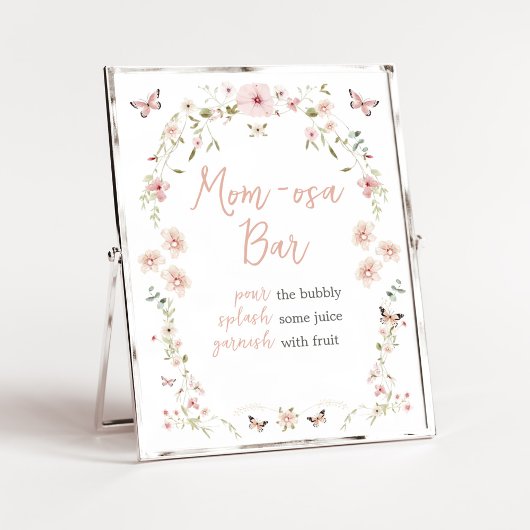 Baby in Bloom Butterfly Baby Dusche Mama Osa Bar Poster