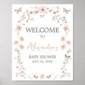 Baby in Bloom Butterfly Baby Dusche Willkommen Poster (Vorne)