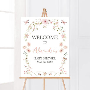 Baby in Bloom Butterfly Baby Dusche Willkommen Poster
