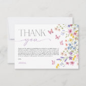 Baby in Bloom Butterfly Baby Shower Dankeskarte (Vorderseite)