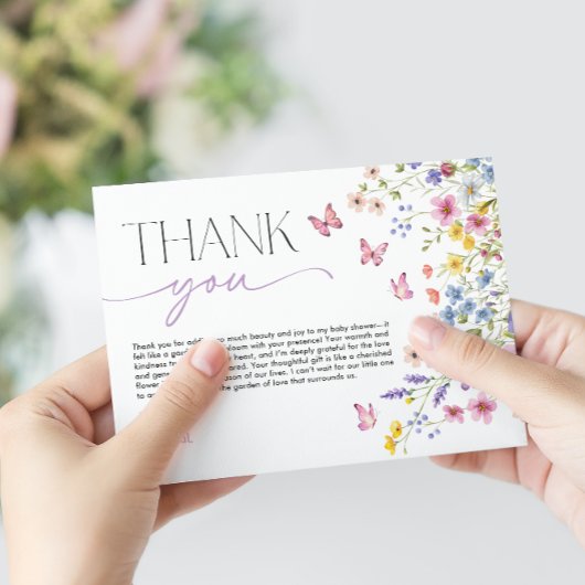 Baby in Bloom Butterfly Baby Shower Dankeskarte