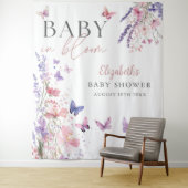 Baby in Bloom Butterfly Babydusche Foto Hintergrun Wandteppich (Beispiel)