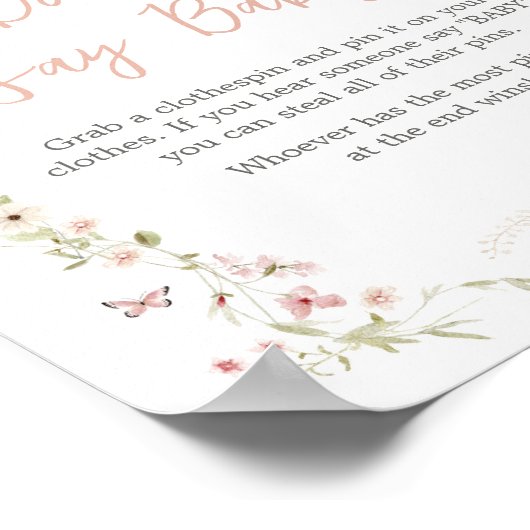 Baby in Bloom Butterfly Babydusche Sage nicht Baby Poster (Ecke)