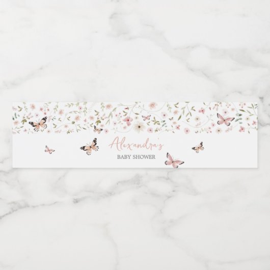 Baby in Bloom Butterfly Babydusche Wasserflaschenetikett (Einzelnes Label)