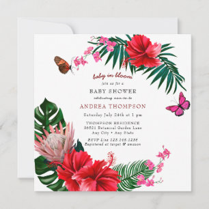 Baby in Bloom   Butterfly Floral Baby Dusche Einladung