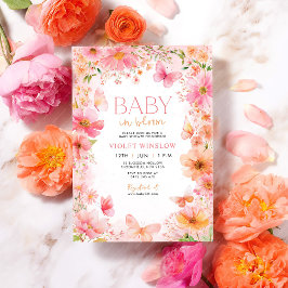 Baby in Bloom Butterfly Wildblume Babydusche Einladung