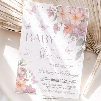 Baby in Bloom Butterfly Wildflower Baby Shower Einladung