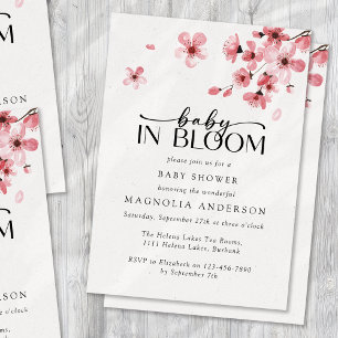 Baby in Bloom Cherry Blossom Babydusche Einladung
