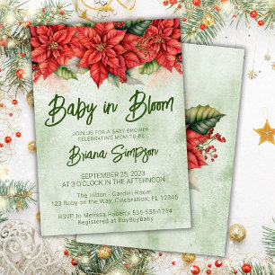 Baby in Bloom Christmas Poinsettia Baby Shower Einladung