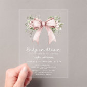 Baby in Bloom Coquette Pink Bow Baby Dusche Acryleinladungen (Insitu (Handheld))