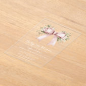 Baby in Bloom Coquette Pink Bow Baby Dusche Acryleinladungen (Ablage )