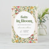 Baby in Bloom Cream Floral Baby Dusche Einladung (Stehend Vorderseite)