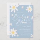 Baby in Bloom Daisy Babydusche Dusty Blue Einladung (Vorderseite)