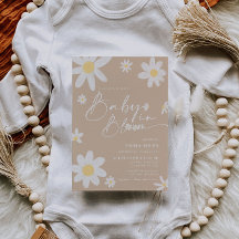 Baby in Bloom Daisy Beige Kinderdusche Einladung