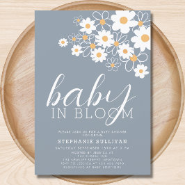 Baby in Bloom Daisy Blue Baby Shower Einladung