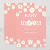 Baby in Bloom Daisy Floral Pink Baby Dusche Einladung (Vorne/Hinten)