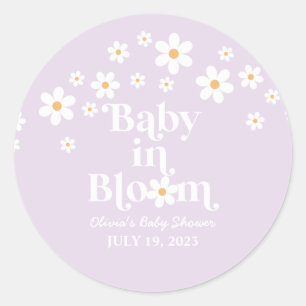 Baby in Bloom Daisy Lavendel Baby Shower Runder Aufkleber