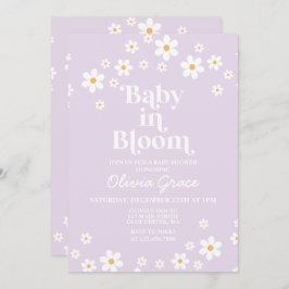 Baby in Bloom Daisy Lavender Retro Baby Dusche Einladung