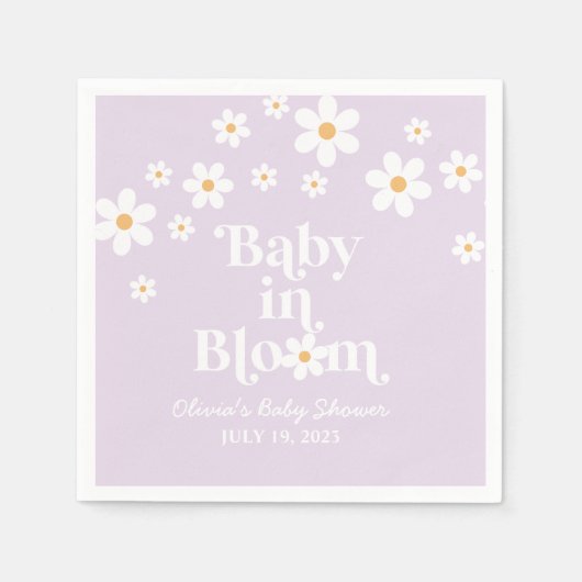 Baby in Bloom Daisy lilac Baby Shower Serviette (Vorderseite)