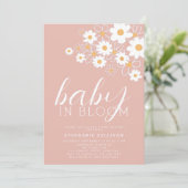 Baby in Bloom Daisy Pink Baby Dusche Einladung (Stehend Vorderseite)