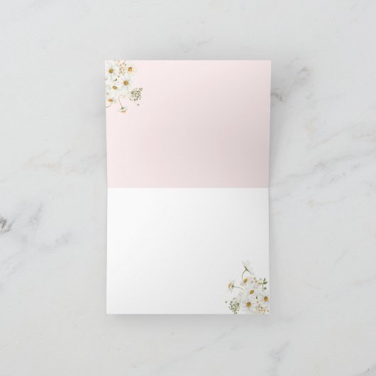 Baby in Bloom Daisy Pink Bow Girl Baby Dusche Dankeskarte (Innenseite)