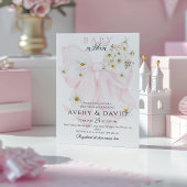 Baby in Bloom Daisy Pink Bow Girl Baby Dusche Einladung