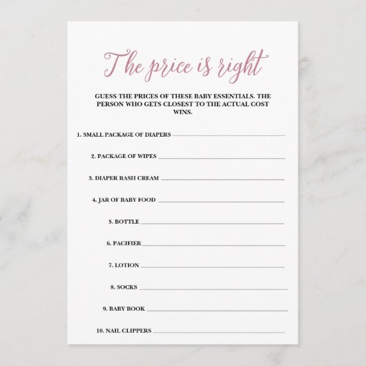 Baby in Bloom Der Preis ist das richtige Spiel Programm (Vorderseite)