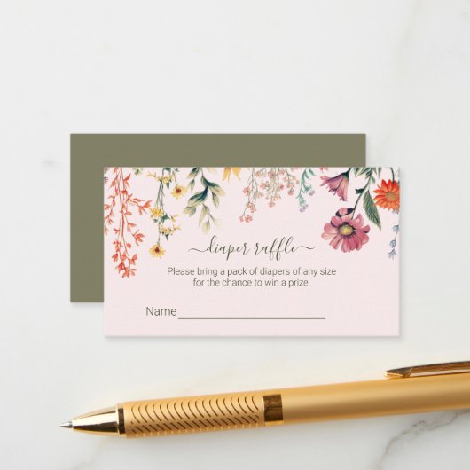 Baby in Bloom Diaper Raffeln Tickets Umschließung Begleitkarte (Vorderseite/Rückseite Beispiel)