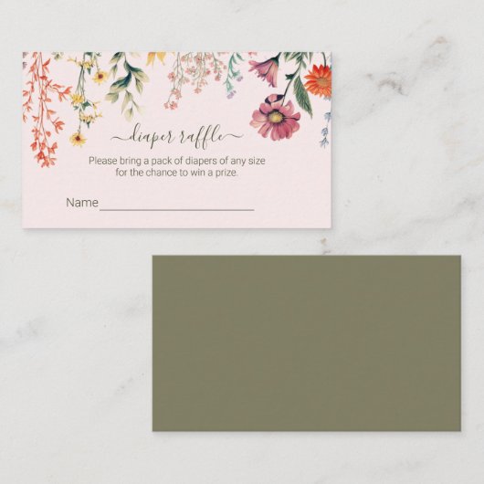 Baby in Bloom Diaper Raffeln Tickets Umschließung Begleitkarte (Vorne/Hinten)