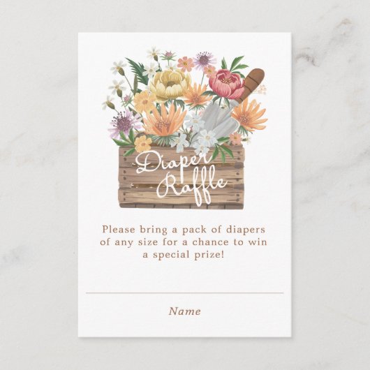 Baby in Bloom Diaper Raffle Sommer Blumengarten Begleitkarte (Vorderseite)