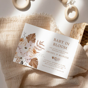 Baby In Bloom Dunkles Terrakotta Boho Bouquet Einladung