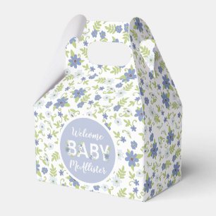 Baby in Bloom Dusche Blaue Vintage Blumen Junge Geschenkschachtel