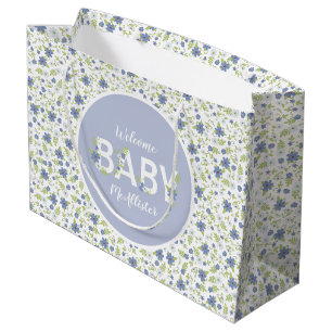 Baby in Bloom Dusche Blue Vintage Blume Junge Große Geschenktüte