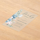 Baby in Bloom Dusty Blue Baby Shower Acryleinladungen (Ablage )