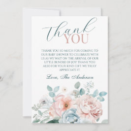 Baby in Bloom Dusty Blue Baby Shower Dankeskarte