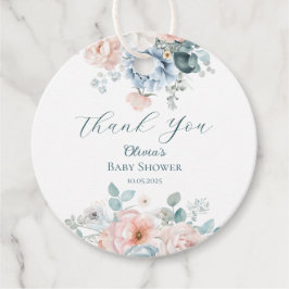 Baby in Bloom Dusty Blue Baby Shower Geschenkanhänger